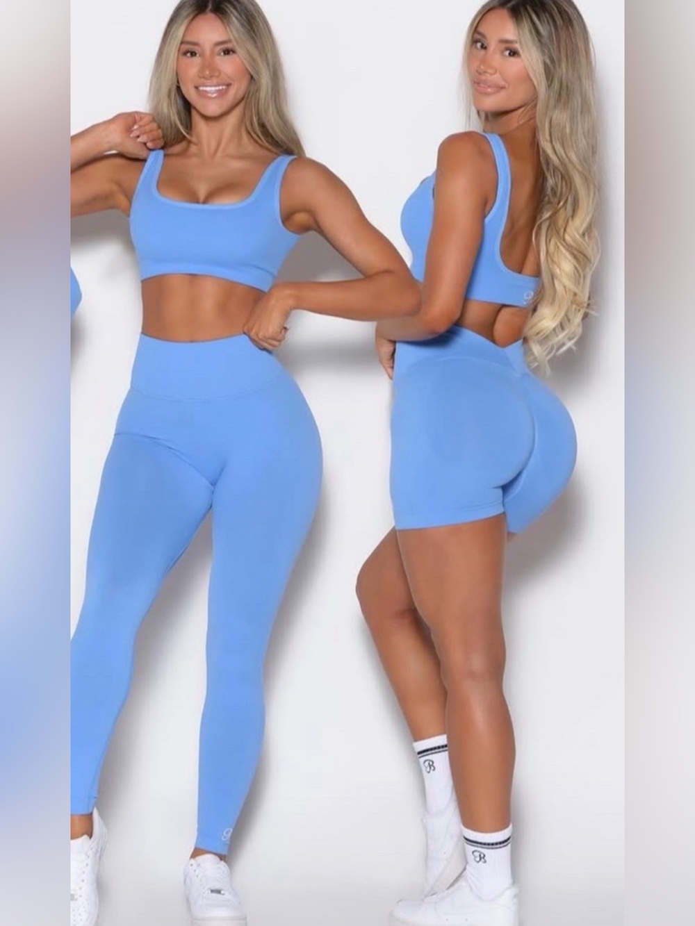 Bombshell Sportswear Blue Ribbed Scoop Sports Bra